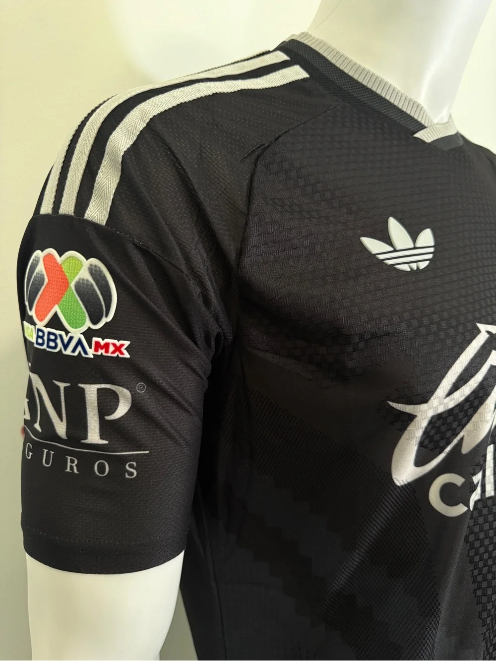 adidas Black Caliente Men's Soccer Jersey with White Logos